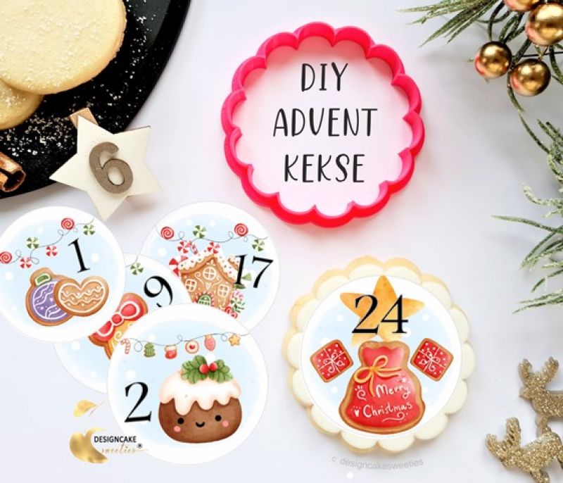 Aufleger Kekse DIY Adventskalender für Kinder oder Erwachsene nummeriert, wunderschöne essbare Bilder  - Keksausstecher - Weihnachten Kekse